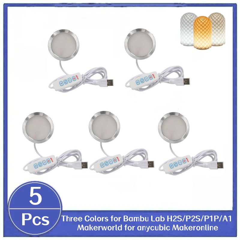 3D Printing Workshop - 5PCS LED Lamp Kit 001 Drie