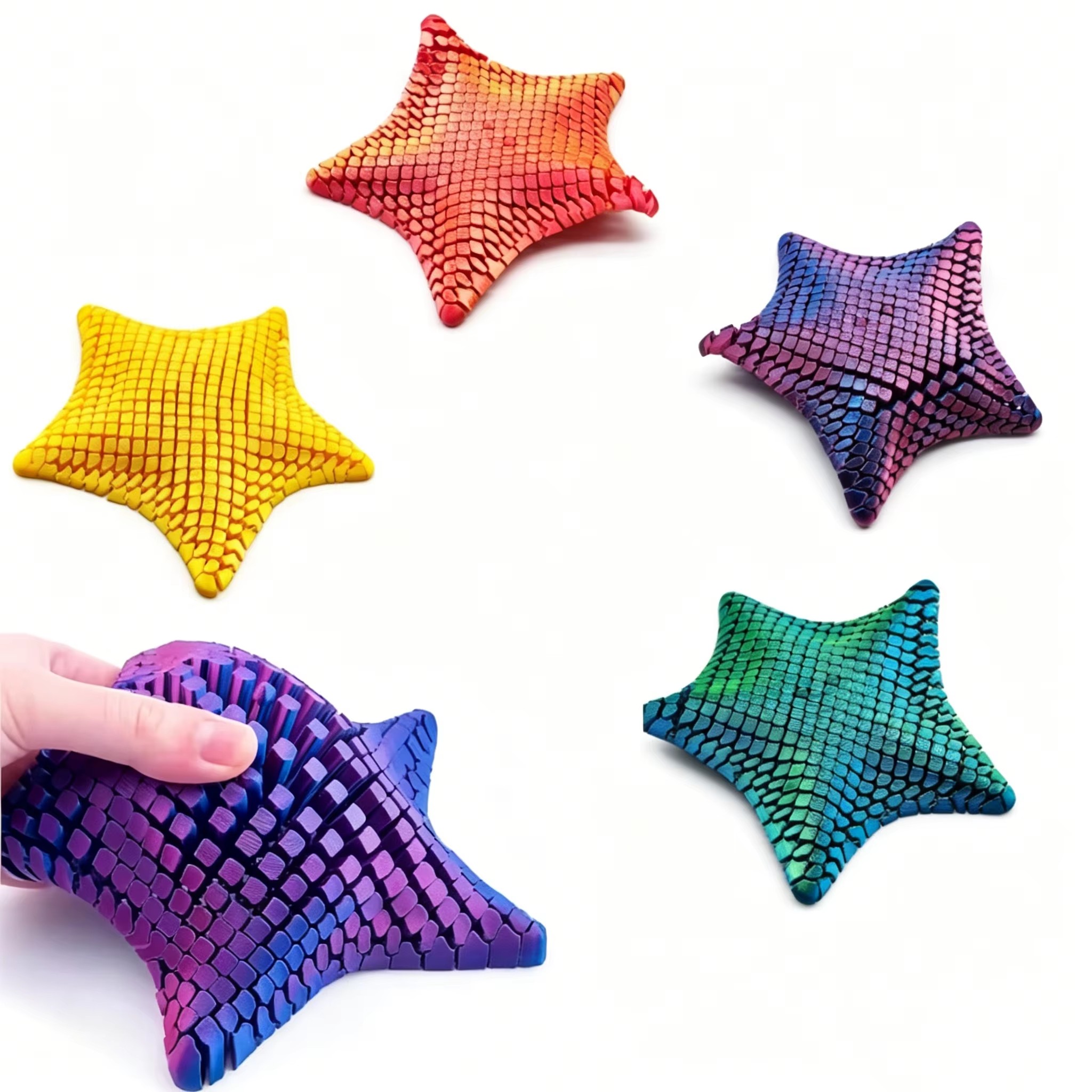 3D Printing Fidget Toys - 3D-geprinte gearticuleerde zeester flexibele gewrichten fidget