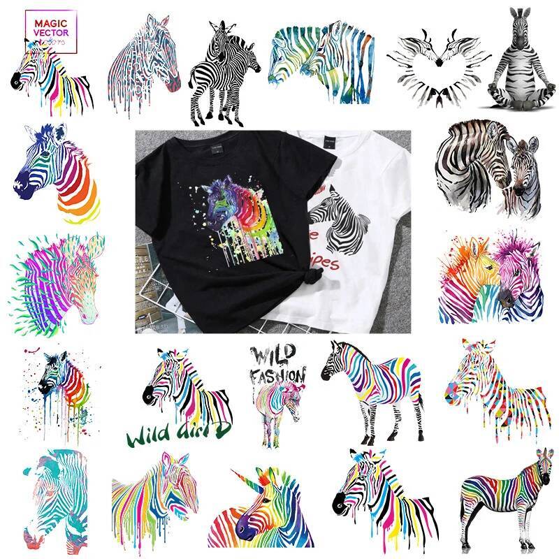 3D Printing Vinyl - Kleuren Zebra's Dierenpatches Diy Geappliceerde Warmteoverdracht