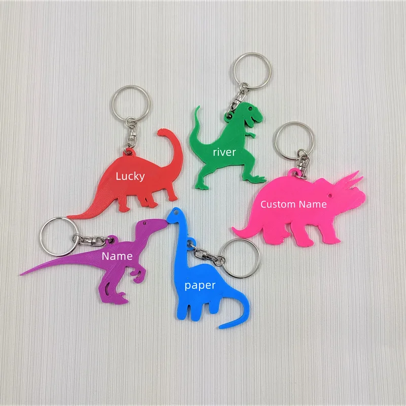 3D Printing Steel - Aangepaste naam sleutelhangers 3D-geprint dinosaurusontwerp Gepersonaliseerde