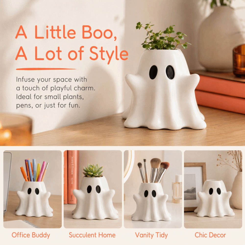 3D Printing Cafe - 3D-geprinte witte spookvaas, creatieve succulenten Halloween