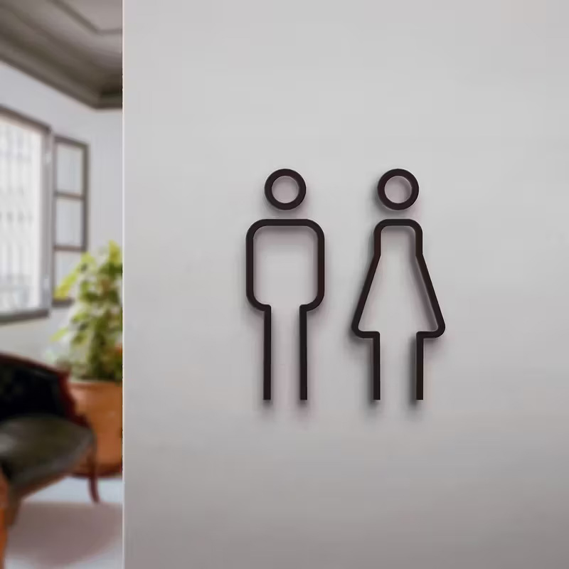 3D Printing Cafe - 3D-geprint mannelijk vrouwelijk toiletdeurbord, badkamertoilet symbool