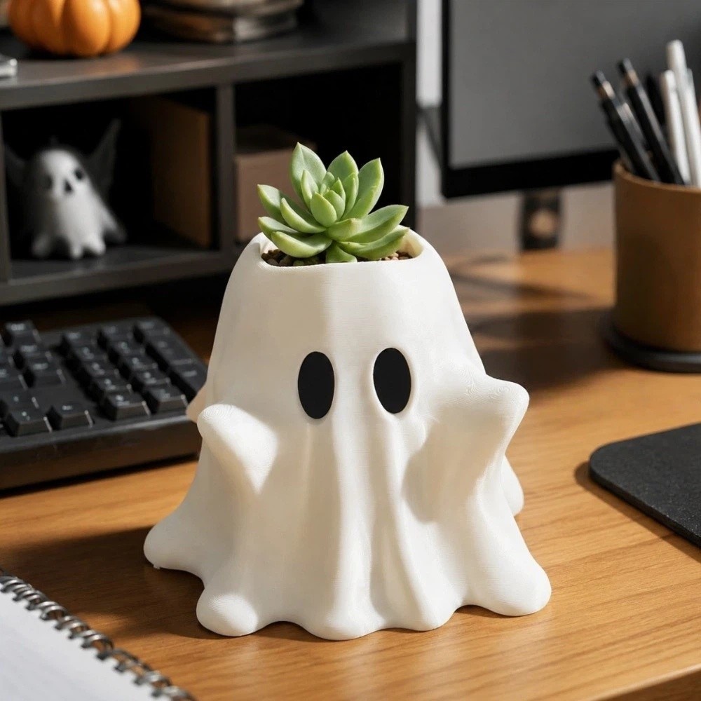 3D-geprinte witte spookvaas, c - 3D Printing Cafe recensie en prijs