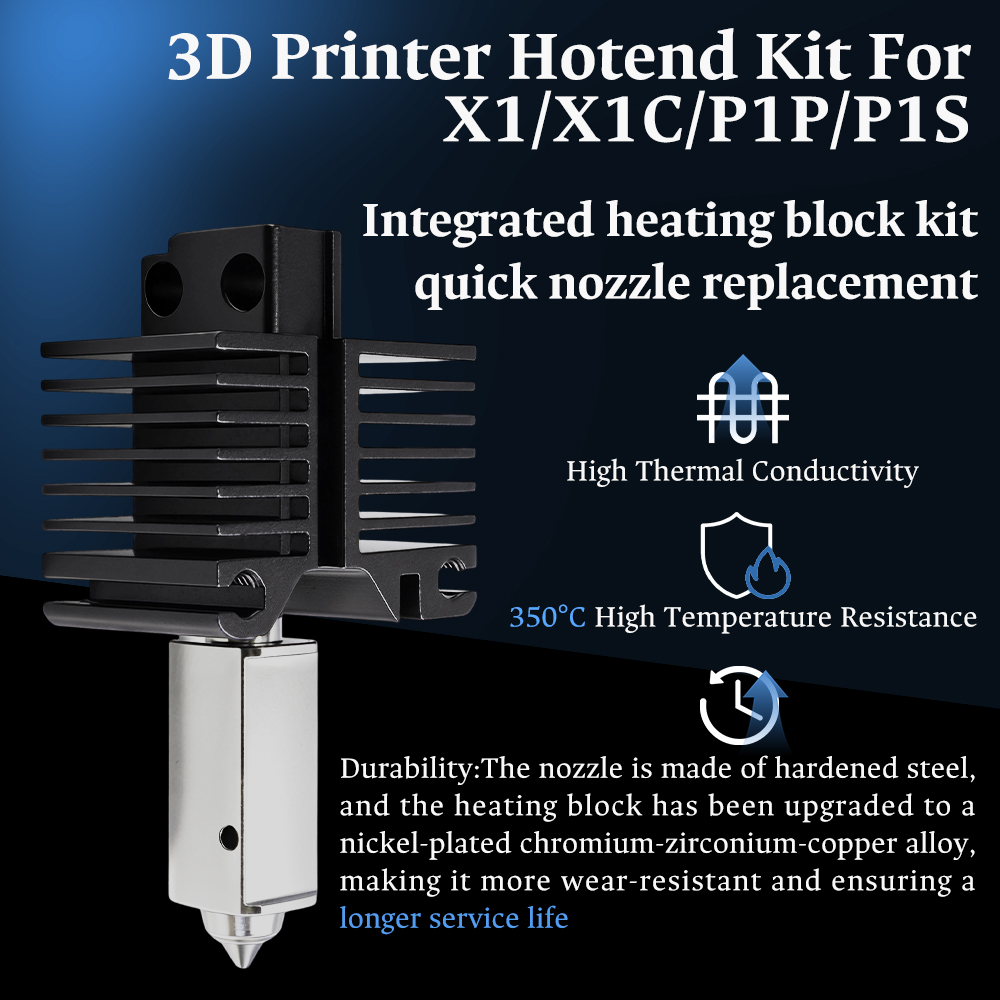 Hotend voor Bambu Lab P1P X1C  - 3D Printing Steel recensie en prijs