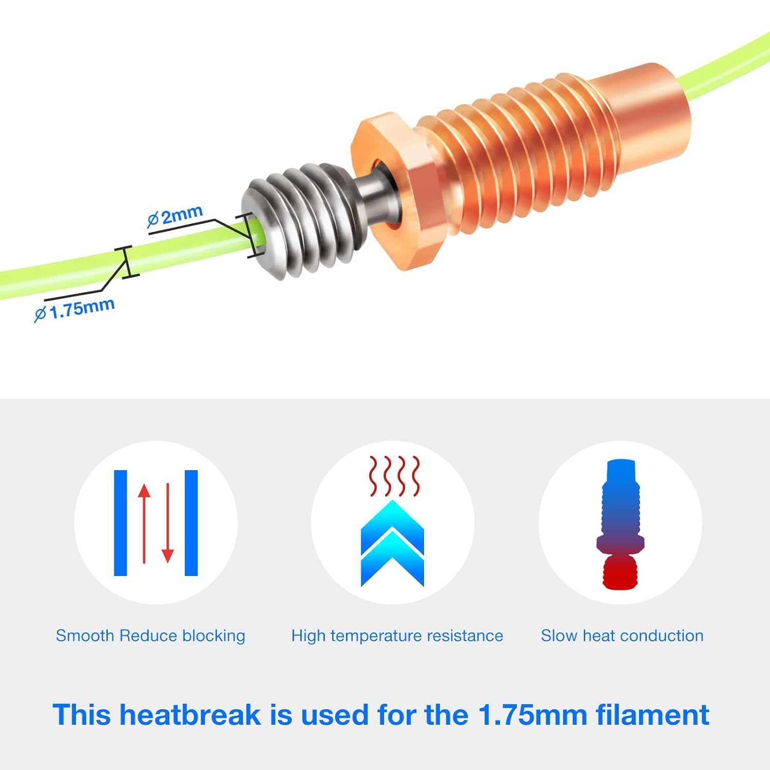 2PCS E3D V6 Hotend Heatbreak A - 3D Printing Titanium recensie en prijs